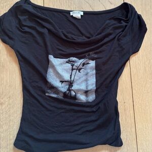 Urban Outfitters Black Tee with Artistic White Graphic